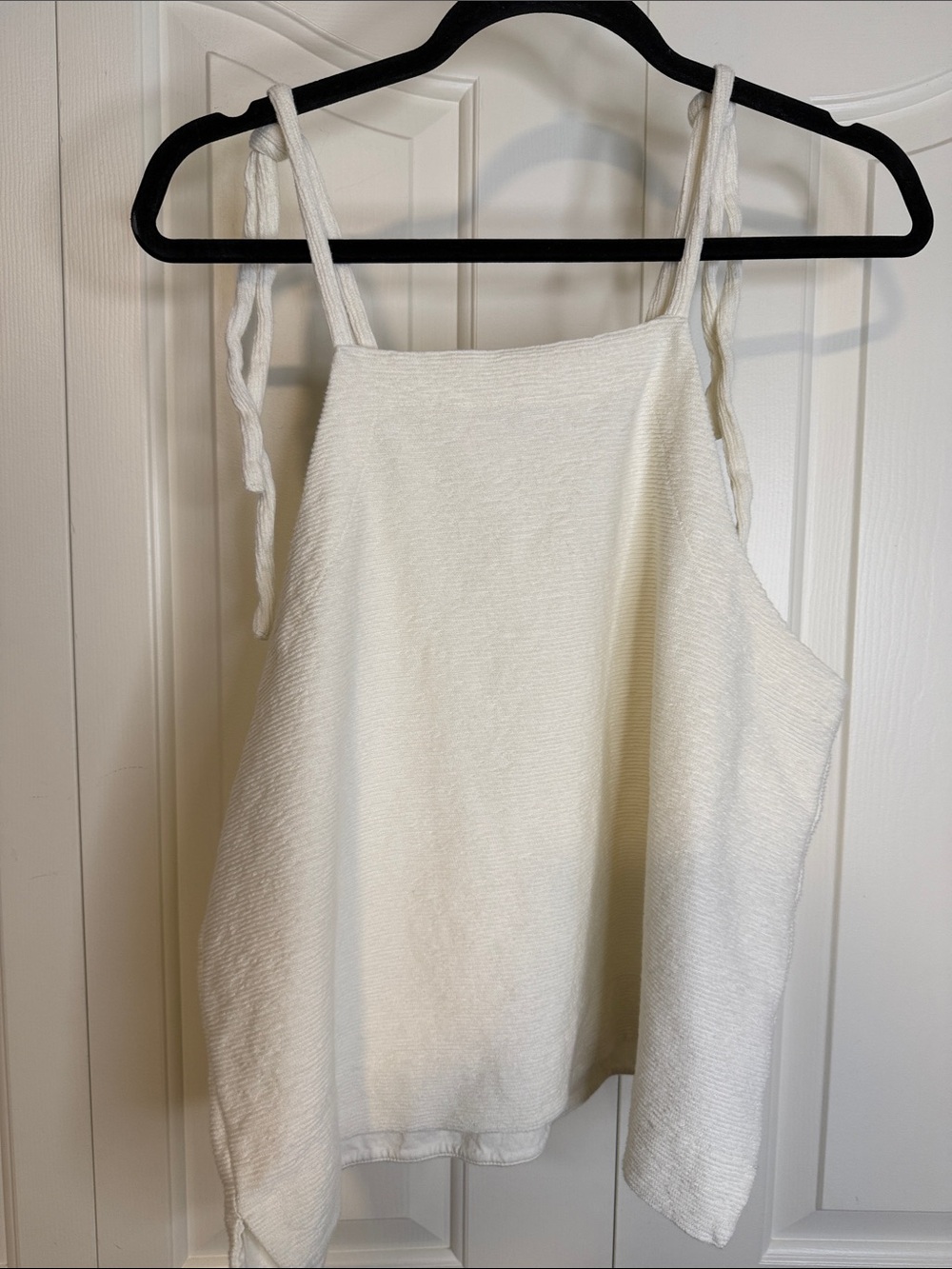 Madewell Cream Tie-Shoulder Textured Tank Top